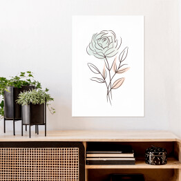 Plakat samoprzylepny Róża kwiat rysunek