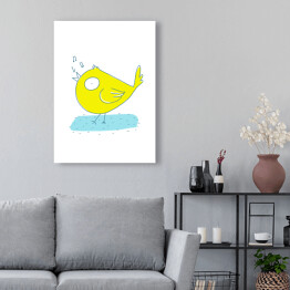 Obraz na płótnie Żółty kanarek śpiewający - ilustracja