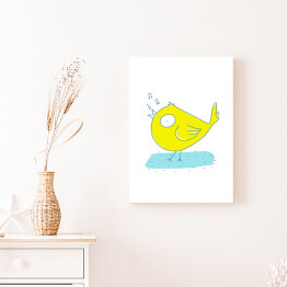 Obraz na płótnie Żółty kanarek śpiewający - ilustracja