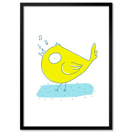 Obraz klasyczny Żółty kanarek śpiewający - ilustracja