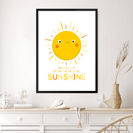 Obraz w ramie Uśmiechnięte słoneczko - ilustracja z napisem