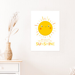Plakat samoprzylepny Uśmiechnięte słoneczko - ilustracja z napisem