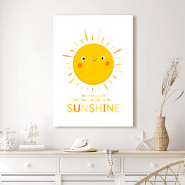Obraz na płótnie Uśmiechnięte słoneczko - ilustracja z napisem