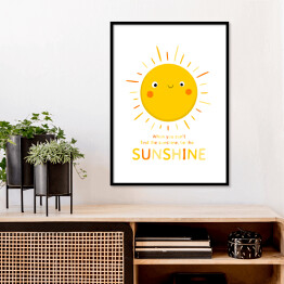 Plakat w ramie Uśmiechnięte słoneczko - ilustracja z napisem