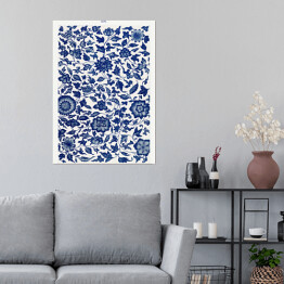 Plakat samoprzylepny Ornament kwiatowy niebieski bluszcz