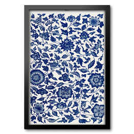 Obraz w ramie Ornament kwiatowy niebieski bluszcz