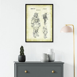 Plakat w ramie Astronauta - patenty na rycinach vintage