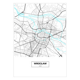 Plakat samoprzylepny Mapa Wrocławia z podpisem na białym tle