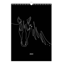 Kalendarz 13-stronicowy Kalendarz z końmi czarny