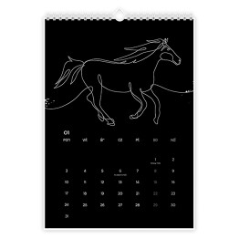 Kalendarz z końmi czarny