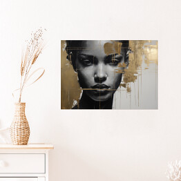 Plakat Czarno złoty portret kobiety