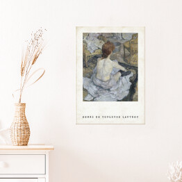 Plakat samoprzylepny Henri de Toulouse-Lautrec "Rudowłosa kobieta podczas kąpieli" - reprodukcja z napisem. Plakat z passe partout