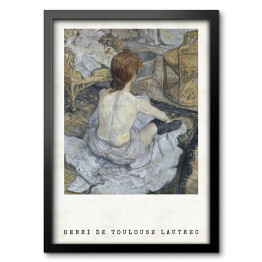 Obraz w ramie Henri de Toulouse-Lautrec "Rudowłosa kobieta podczas kąpieli" - reprodukcja z napisem. Plakat z passe partout
