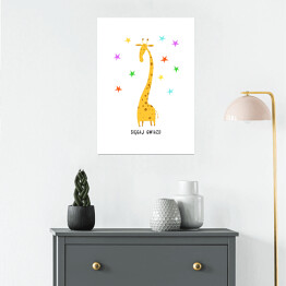 Plakat Żyrafa - "Sięgaj gwiazd"
