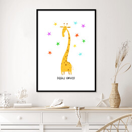 Plakat w ramie Żyrafa - "Sięgaj gwiazd"