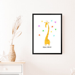 Obraz w ramie Żyrafa - "Sięgaj gwiazd"