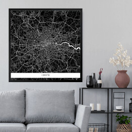 Obraz w ramie Mapy miast świata - Londyn - czarna