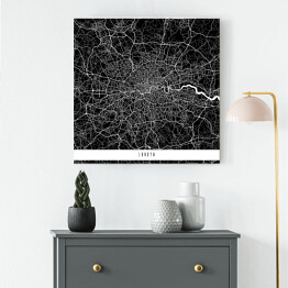 Obraz na płótnie Mapy miast świata - Londyn - czarna