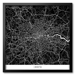 Obraz w ramie Mapy miast świata - Londyn - czarna