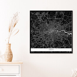 Plakat w ramie Mapy miast świata - Londyn - czarna