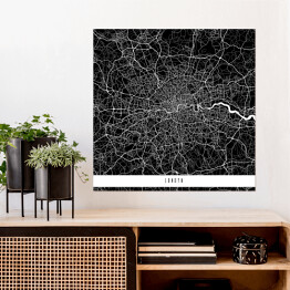 Plakat samoprzylepny Mapy miast świata - Londyn - czarna