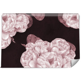 Fototapeta winylowa zmywalna Duże kwiaty - peonie na ciemnym tle - chłodny odcień bordo