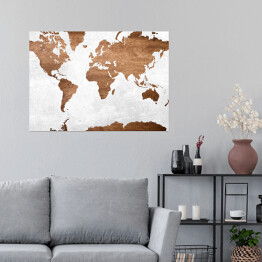 Plakat samoprzylepny Mapa świata na jasnym tle