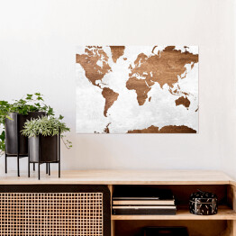 Plakat samoprzylepny Mapa świata na jasnym tle