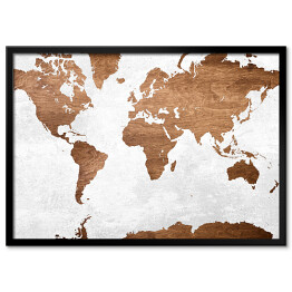 Plakat w ramie Mapa świata na jasnym tle