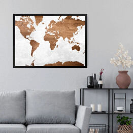 Obraz w ramie Mapa świata na jasnym tle