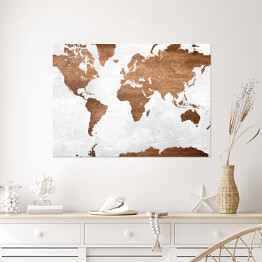 Plakat Mapa świata na jasnym tle