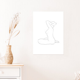 Plakat samoprzylepny Kontur kobiety - minimalistyczna grafika, czarno-biała