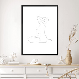 Obraz w ramie Kontur kobiety - minimalistyczna grafika, czarno-biała