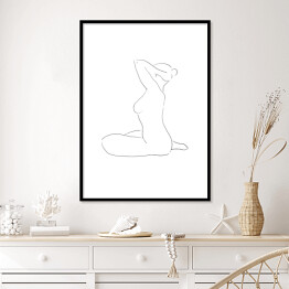 Plakat w ramie Kontur kobiety - minimalistyczna grafika, czarno-biała