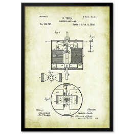 Obraz klasyczny N. Tesla - patenty na rycinach vintage - 2