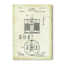 Obraz na płótnie N. Tesla - patenty na rycinach vintage - 2