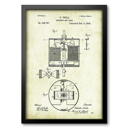 Obraz w ramie N. Tesla - patenty na rycinach vintage - 2
