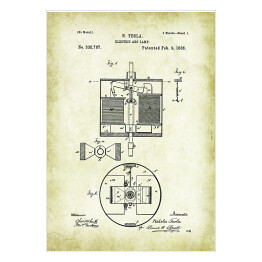 Plakat samoprzylepny N. Tesla - patenty na rycinach vintage - 2