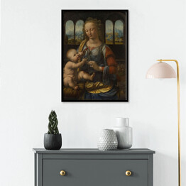 Plakat w ramie Leonardo da Vinci Madonna z goździkiem Reprodukcja obrazu