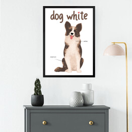 Obraz w ramie Kawa z psem - dog white