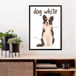 Obraz w ramie Kawa z psem - dog white