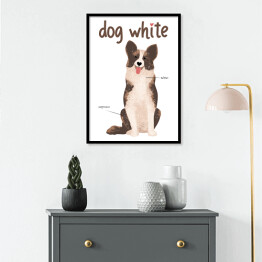 Plakat w ramie Kawa z psem - dog white