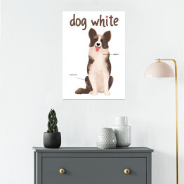 Plakat samoprzylepny Kawa z psem - dog white