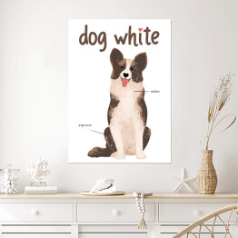 Plakat samoprzylepny Kawa z psem - dog white