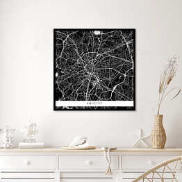 Plakat w ramie Mapy miast świata - Manchester - czarny