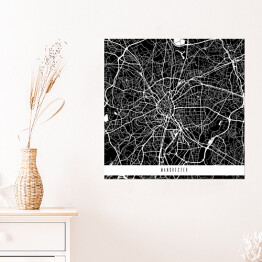 Plakat samoprzylepny Mapy miast świata - Manchester - czarny