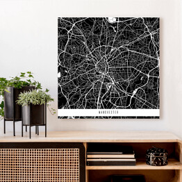 Obraz na płótnie Mapy miast świata - Manchester - czarny
