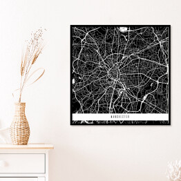 Plakat w ramie Mapy miast świata - Manchester - czarny