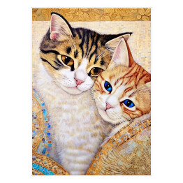 Plakat samoprzylepny Koty à la Gustav Klimt