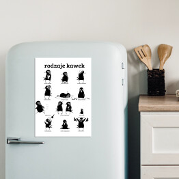 Magnes dekoracyjny Rodzaje kawek - biel - ilustracja